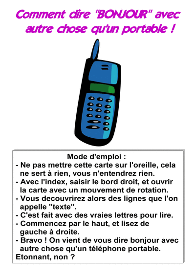 Dire BONJOUR sans portable